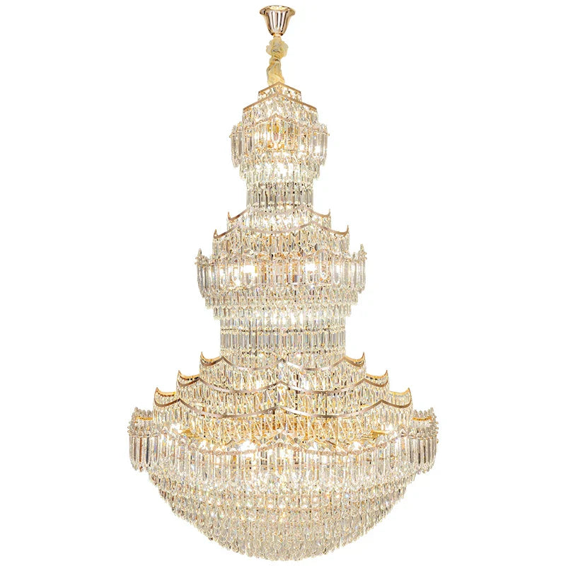 DecorBites™ Crystal Chandelier: European Villa Lobby Staircase Long Chandelier