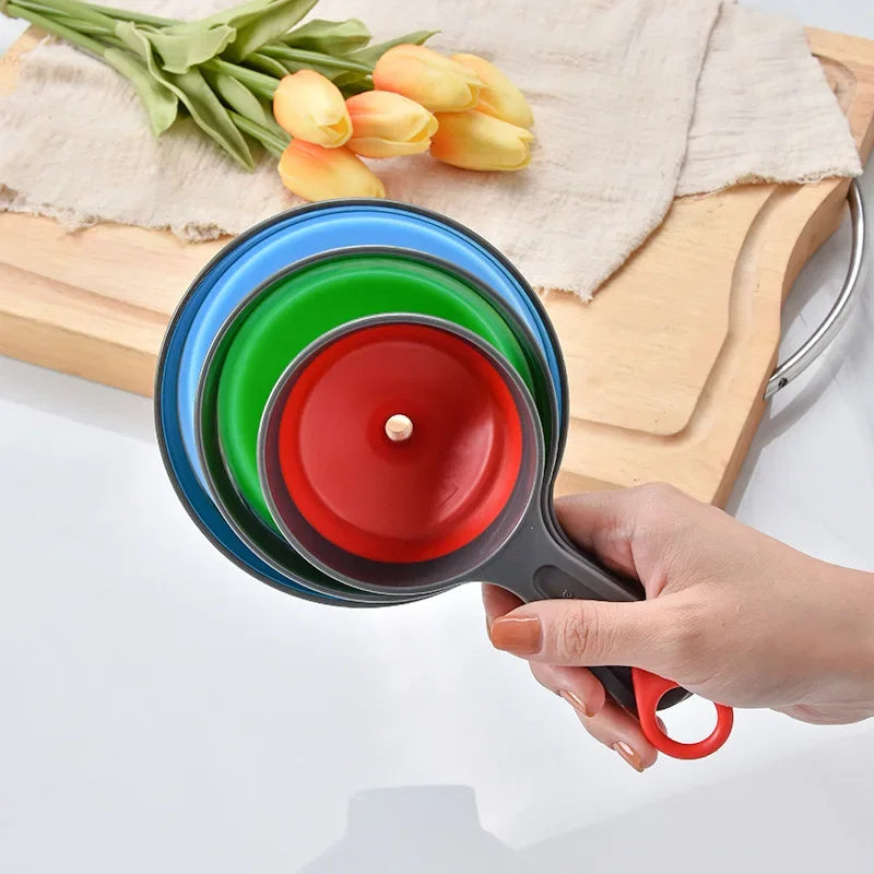 DecorBites™ Kitchen Funnel Set: Wide/Narrow Mouth, Folding, Three-Piece for Jam, Oil Drain & More