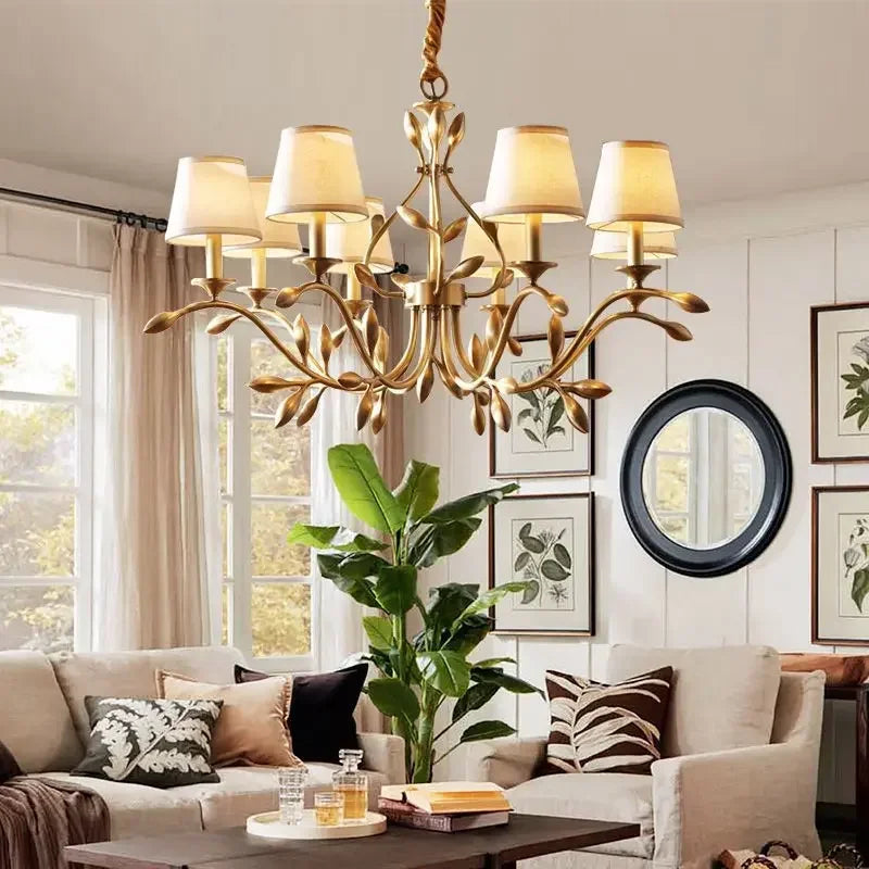 Gold Copper Fabric Chandelier