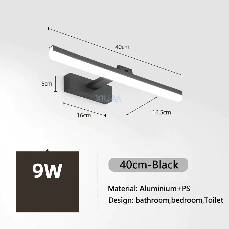 DecorBites™ LED Bathroom Vanity Light Gold Silver Black 40-90cm 220V