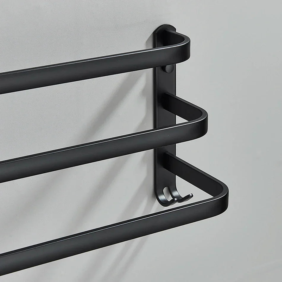 Toallero de aluminio DecorBites™ para baño con gancho, colgador de ropa de pared de varios niveles