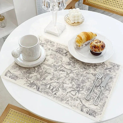 Juego de manteles individuales DecorBites™ de algodón y lino - Cojín para vajilla, ideal para la cocina y el comedor.