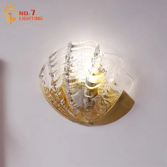 DecorBites™ Brass Glass Shell LED Wall Lamp for Luxurious Design Aesthetic