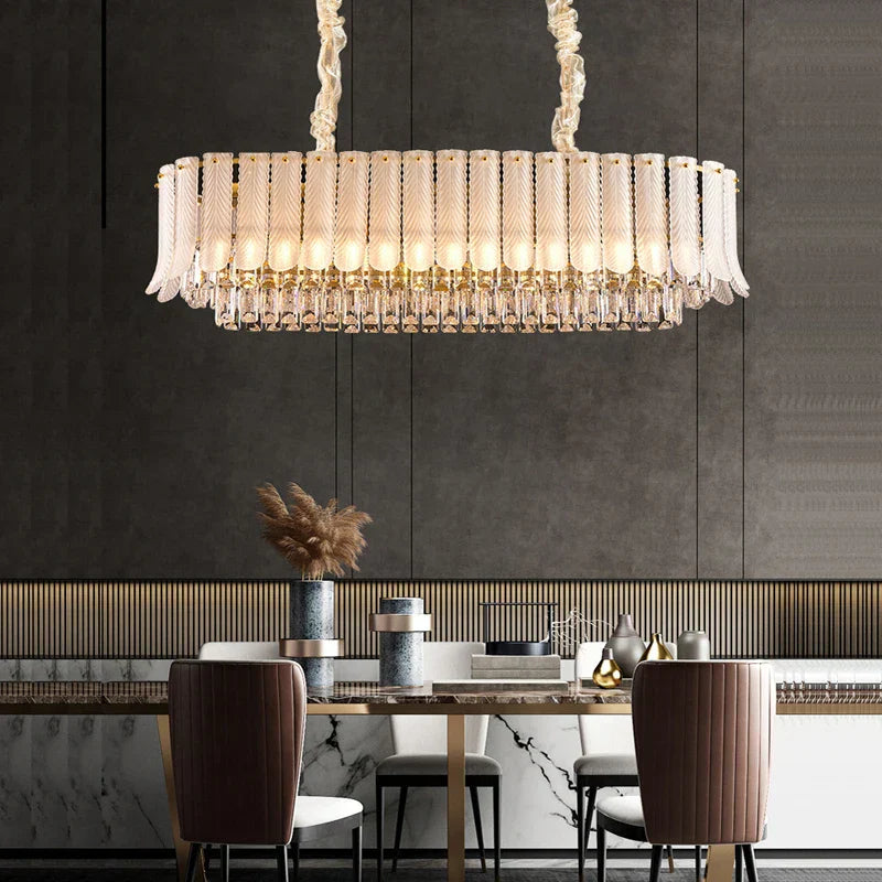 Decorbites™ Lámpara de Araña de Cristal Dorado: Lámpara de Araña Redonda de Lujo Posmoderno para Sala de Estar