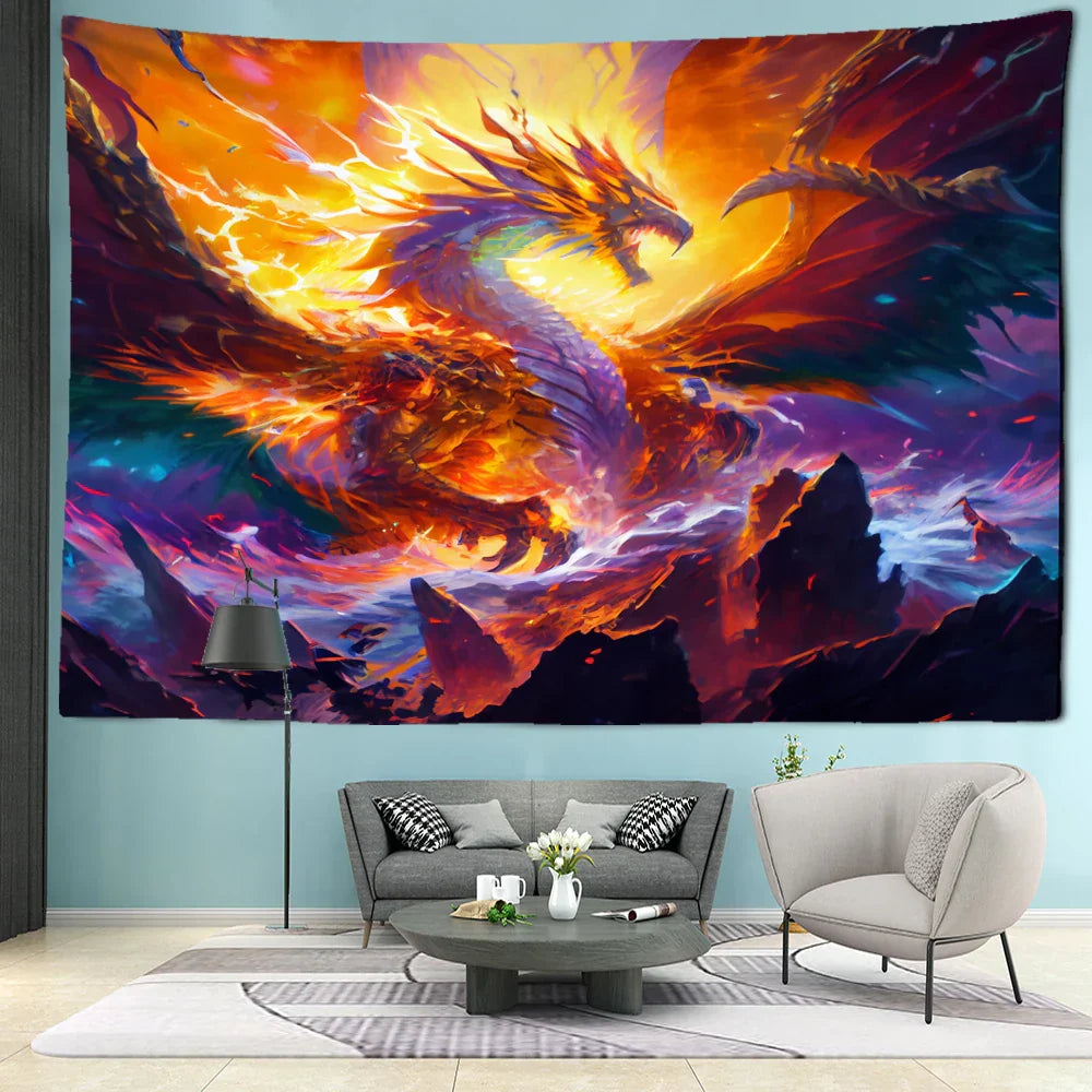 Decobites Mysterious Witchcraft Dragon Tapestry Wall Hanging Home Decor