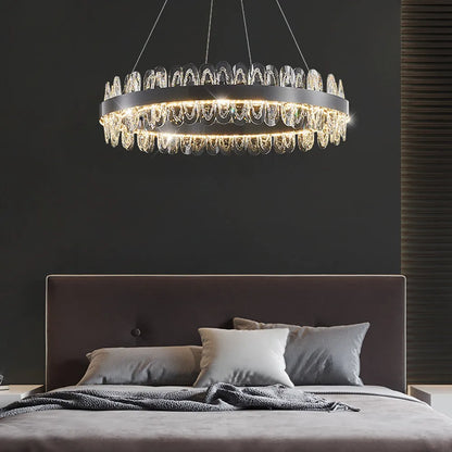 DecorBites™ Crystal LED Chandelier: Modern Luxury Interior Pendant Light for Living Room