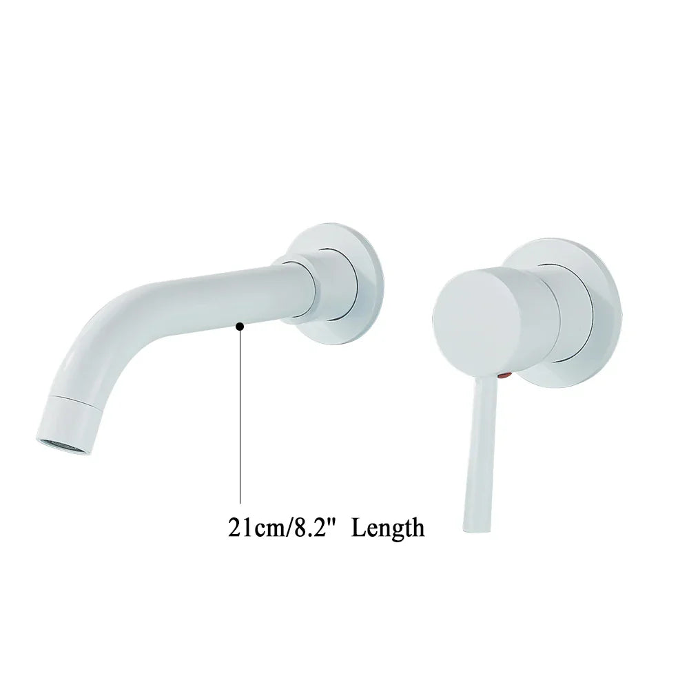 Grifo de baño de latón dorado Decorbites™ con manija de palanca moderna, montaje en pared para fregadero
