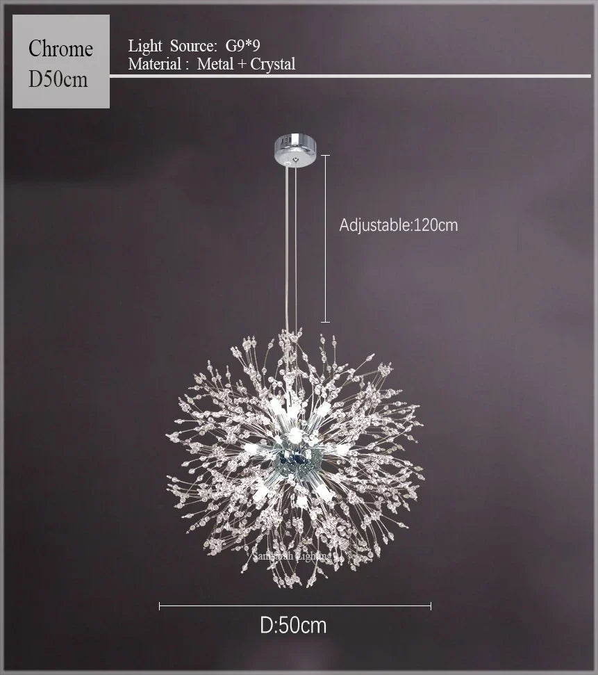 DecorBites™ Dandelion Chandelier LED Sparkle Ball Crystal Lighting for Restaurant & Living Room