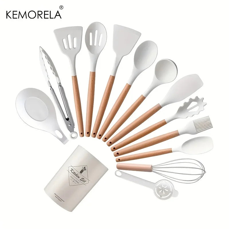 DecorBites™ 14-Piece Silicone Kitchen Utensil Set with Storage Box | Heat-Resistant Cooking Tools