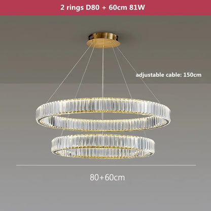 Lámpara de araña con anillo LED de cristal DecorBites™ - Lámpara colgante de escalera para villa de lujo