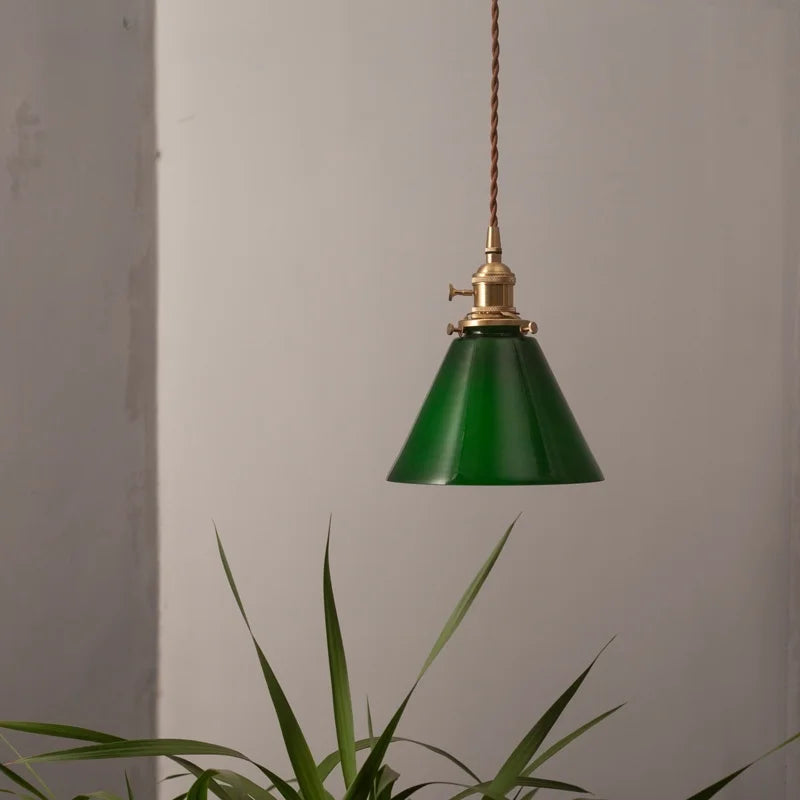 Decorbites™ Lámpara colgante LED de vidrio verde para decoración del hogar e iluminación de cafés