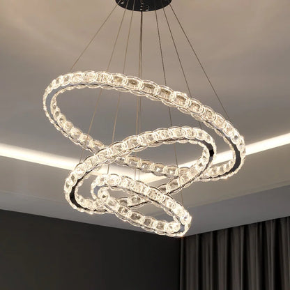 DecorBites™ Crystal Chandelier: Modern Net Red Circle Light for Living Room, Bedroom, Restaurant