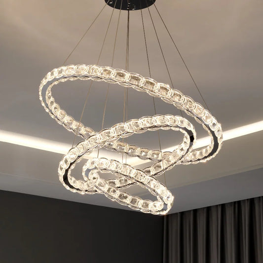 DecorBites™ Crystal Chandelier: Modern Net Red Circle Light for Living Room, Bedroom, Restaurant