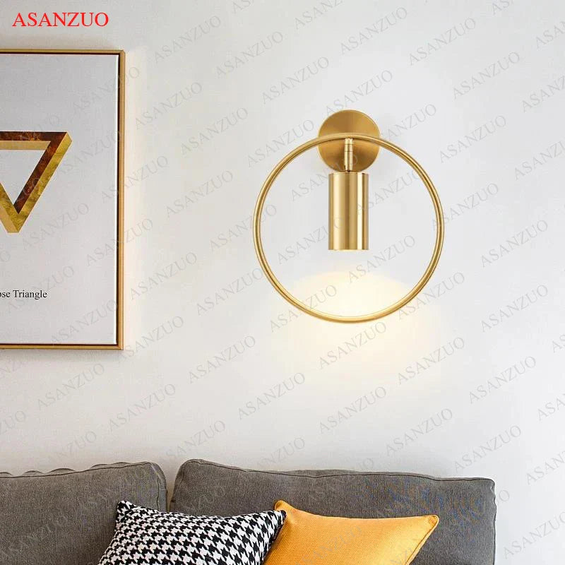 DecorBites™ LED Gold Round Ring Wall Lamp Ceiling Light for Bedroom Wall Sconce