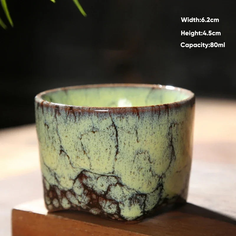DecorBites™ Japanese Kiln Transformation Ceramic Tea Cup Espresso Coffee Mug Pottery Kung Fu Teacup