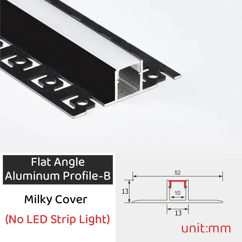 DecorBites™ Black LED Aluminum Profile for Invisible Ceiling Light Strip Bar