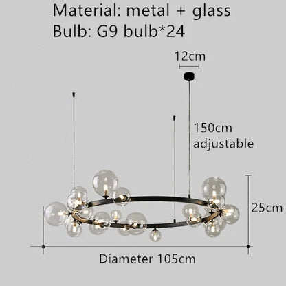DecorBites™ Clear Glass Bubble Chandelier LED Hanglamp G9 Loft Deco Lighting