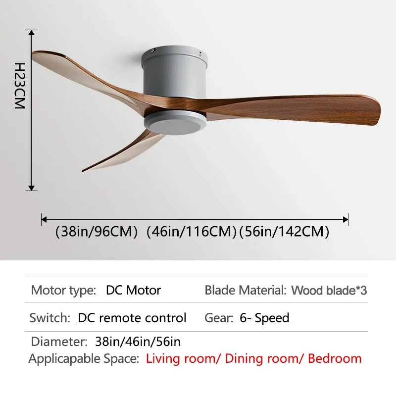 Ventilador de techo DecorBites™ con motor DC negro y control remoto de 35 W para hogar y restaurante