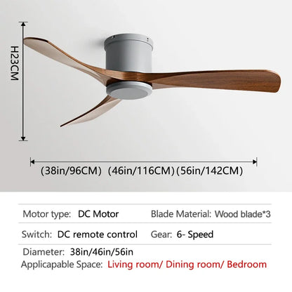 Ventilador de techo DecorBites™ con motor DC negro y control remoto de 35 W para hogar y restaurante