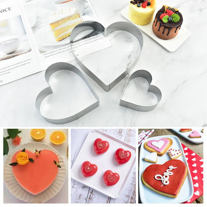 DecorBites™ Heart-Shaped Stainless Steel Mousse Mold Set - Baking Tool for Cakes & Desserts