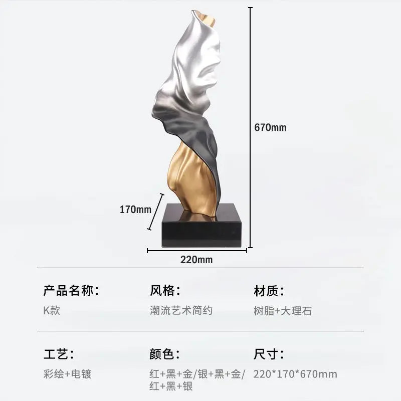 DecorBites™ Abstract Art Ribbon Sculpture for Large Living Room Floor Decoration