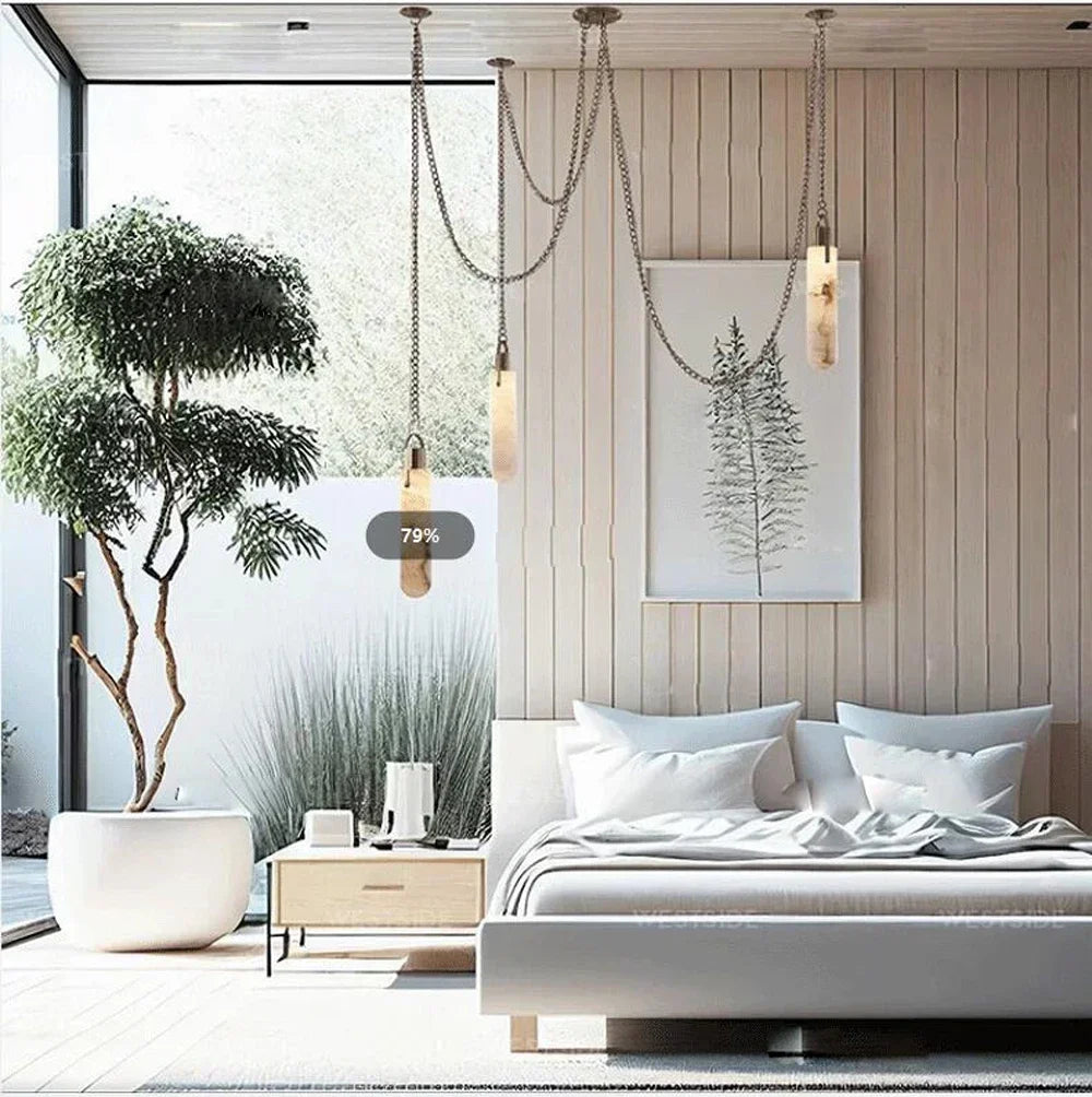 Chandelier LED de Cromo Dorado Decorbites™ para Comedor - Diseño de Mármol 2025