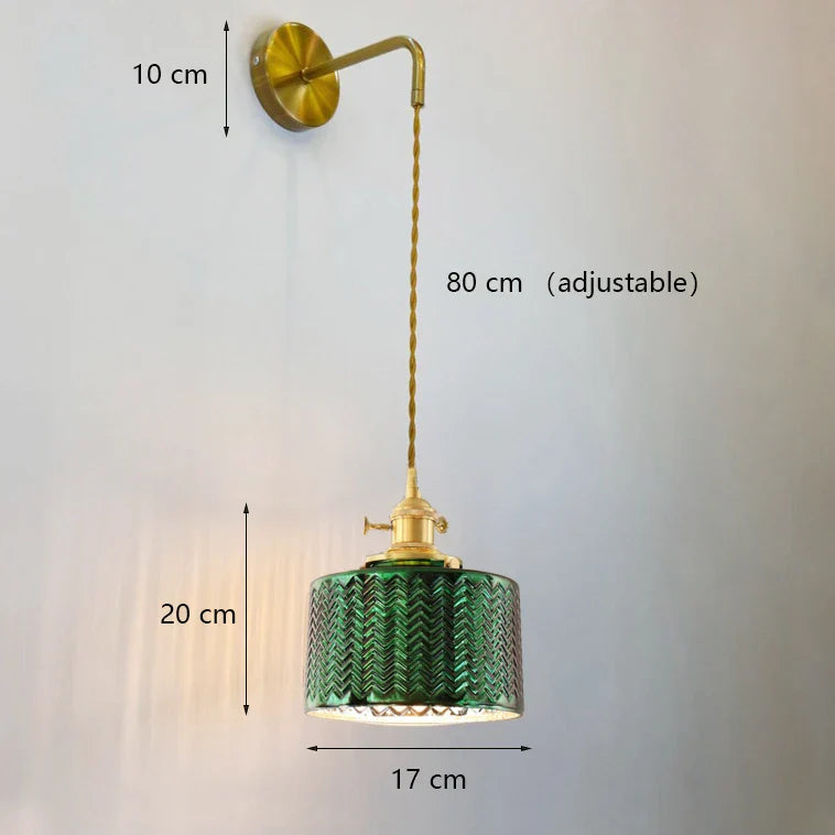 DecorBites™ Green Glass LED Chandelier: Minimalist Brass Hanging Lights