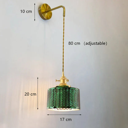 DecorBites™ Green Glass LED Chandelier: Minimalist Brass Hanging Lights