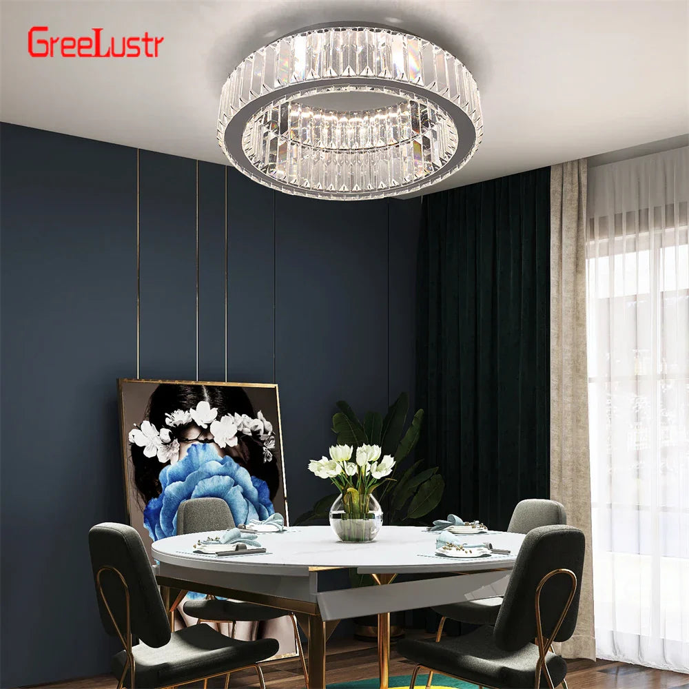 DecorBites™ Big Crystal Round LED Chandelier Dimmable Ceiling Light with Remote