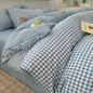 Decobites Plaid Queen Size 4Pcs Duvet Cover Set: Skin-Friendly Bedding for King, Single, Double Bed