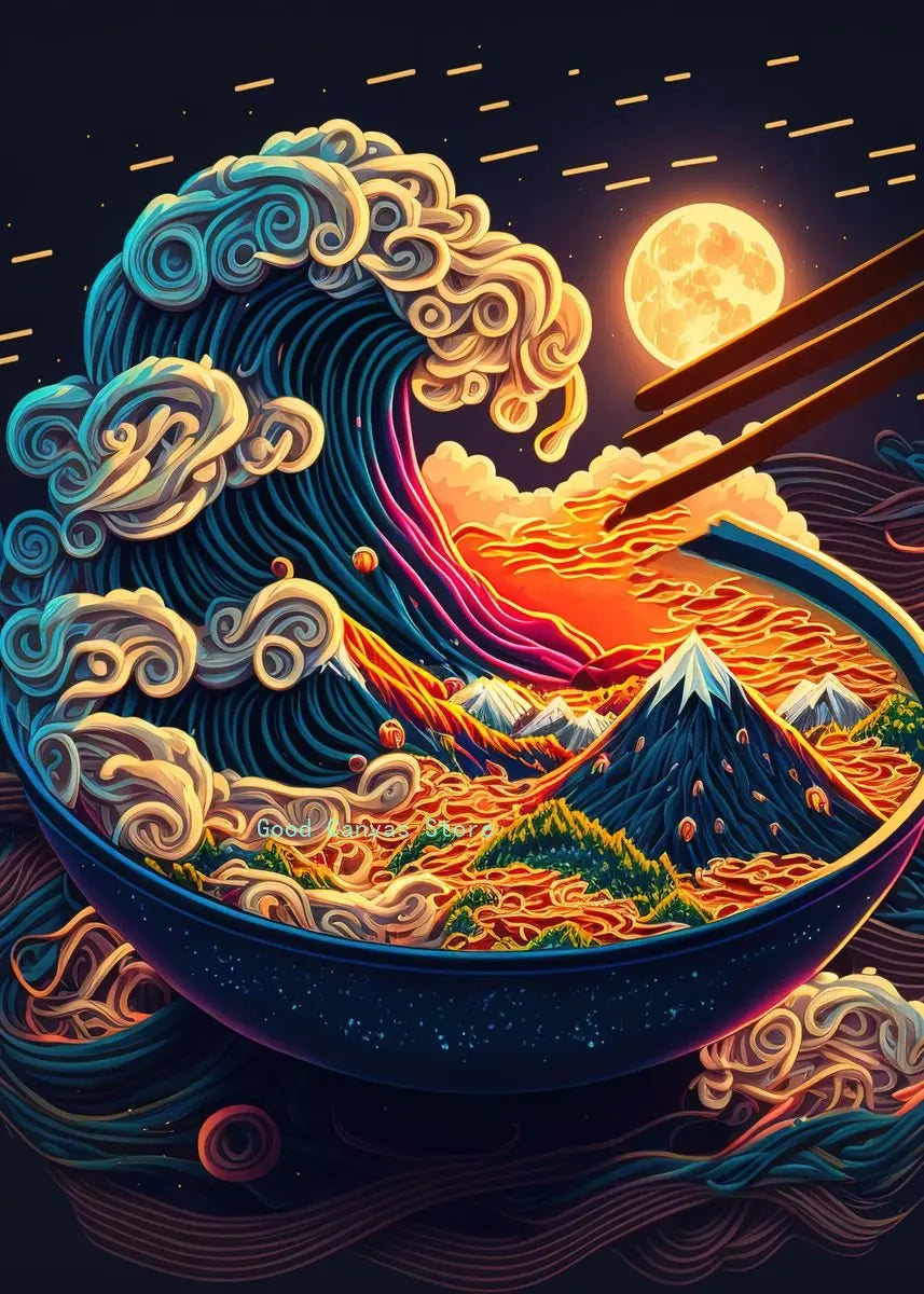 DecorBites™ Japanese Food Neon Posters Canvas Painting for Home Kitchen Decor