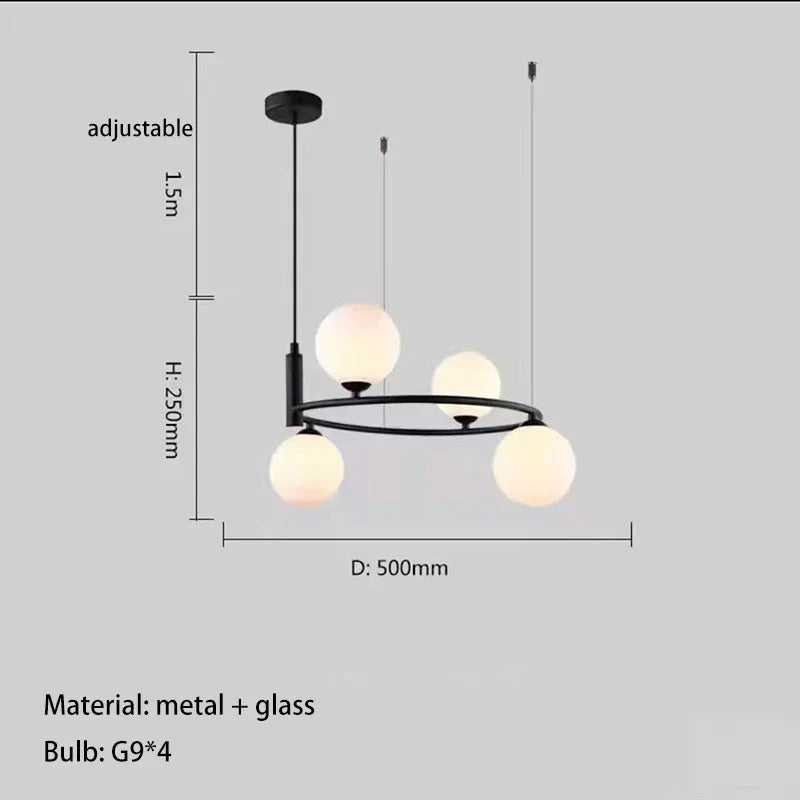 DecorBites™ Glass Chandelier G9 Hanging Light for Living Room Bedroom Decor