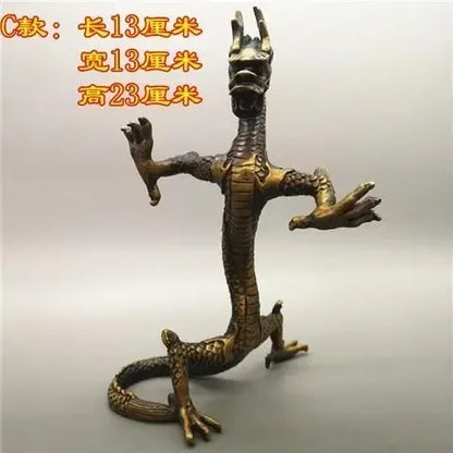 DecorBites™ Large Copper Dragon Ornament Feng Shui Craft Gift Antique Collectible