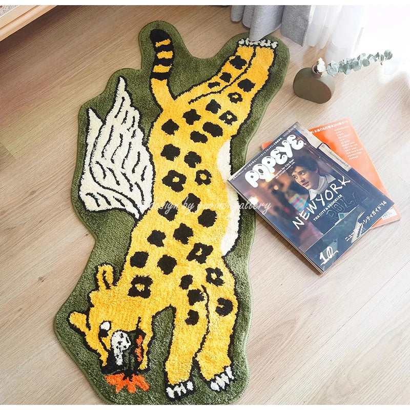 DecorBites™ Flying Tiger Leopard Hand Tufted Rug 50x100cm Luxurious Animal Shaped Carpet