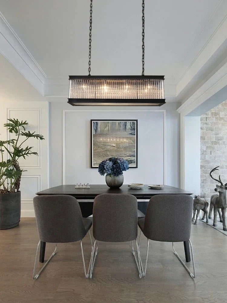 DecorBites™ Kristal Glass Rectangle Pendant Lights - Nordic Classic Dining Table Luminaire