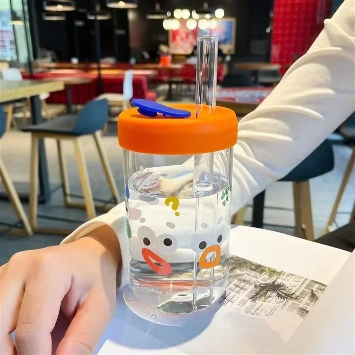 أكواب ديكوربايتس™ كاواي مع غطاء وقشة، كوب شاي الفقاعات - 550 مل، أدوات شرب لطيفة