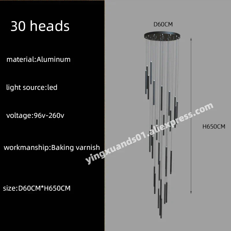 DecorBites™ LED Chandelier Stairs Pendant Ceiling Lamp for Hotel Lobby Decor