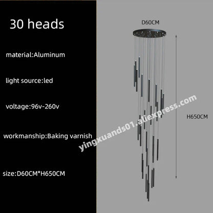 DecorBites™ LED Chandelier Stairs Pendant Ceiling Lamp for Hotel Lobby Decor