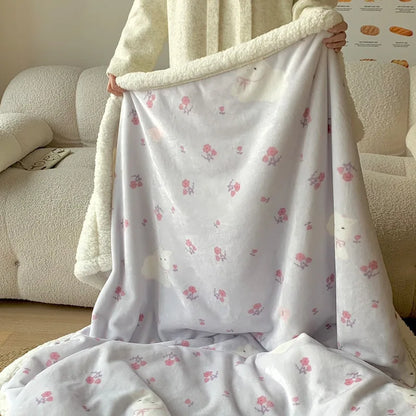 DecorBites™ Korean Cartoon Plush Blanket, Soft Nap Sofa Cover for Home Dormitory