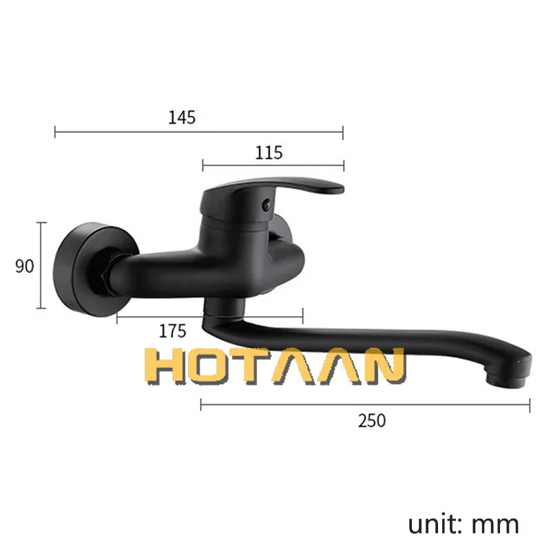 DecorBites™ Dual Hole Kitchen Faucet, Black Brass Chrome Mixer Tap for Sink