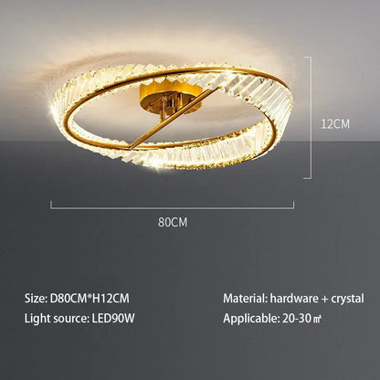 DecorBites™ Crystal Rings LED Ceiling Light Dimmable Gold Lustre for Home Decoration
