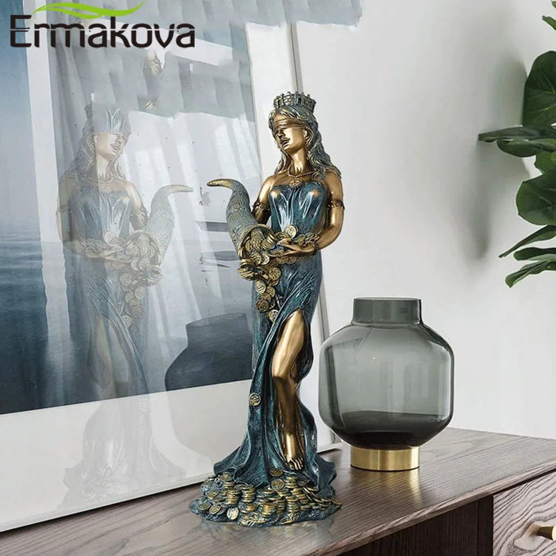 DecorBites™ Greek Wealth Goddess Fortuna Figurine Plouto Fortune Sculpture Decor Gift