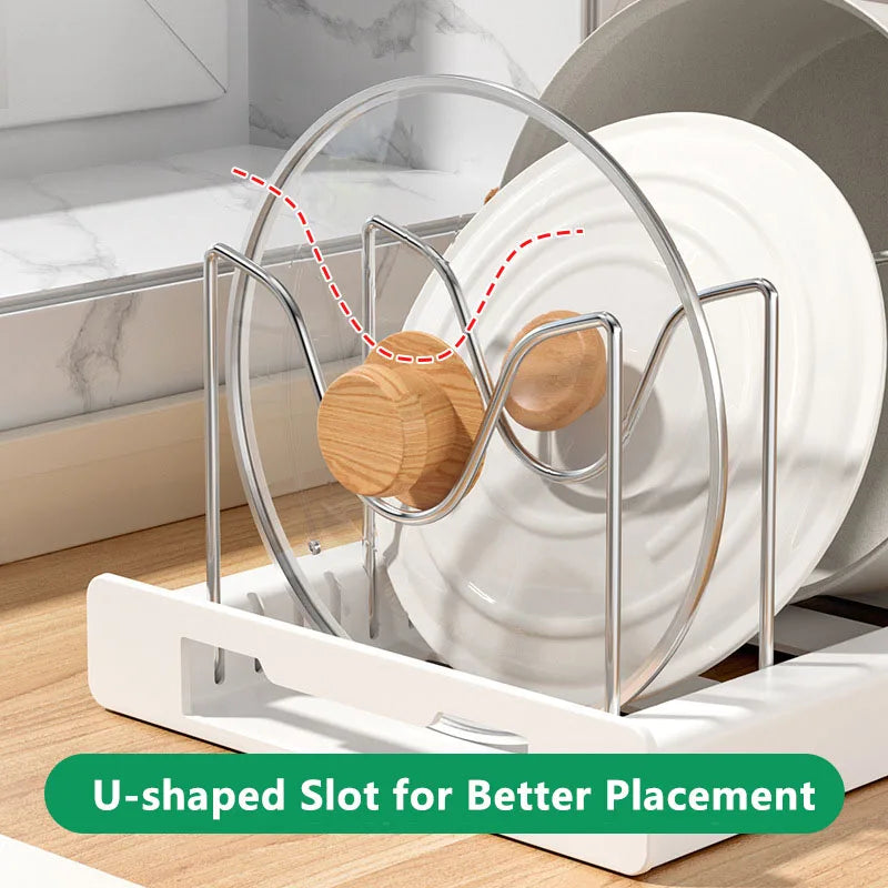 DecorBites™ Kitchen Organizer: Expandable Storage Rack for Cabinets with Drawer and Cutting Board Slot