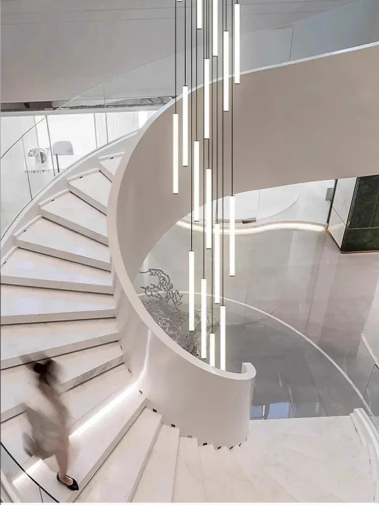 Lámparas colgantes acrílicas para escaleras, ideales para la decoración de villas modernas - Lámpara de araña LED DecorBites™ para lofts dúplex