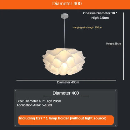 Lámpara de araña DecorBites™ Love Me Not: Lámpara sencilla con forma de flor blanca para dormitorio o cocina