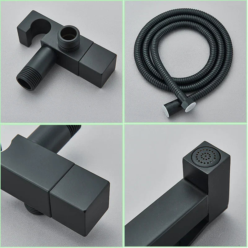 DecorBites™ Black Brass Bidet Faucet: Single Cold Water Tap, Handheld Sprayer Gun, Hygienic Shower Cleaner