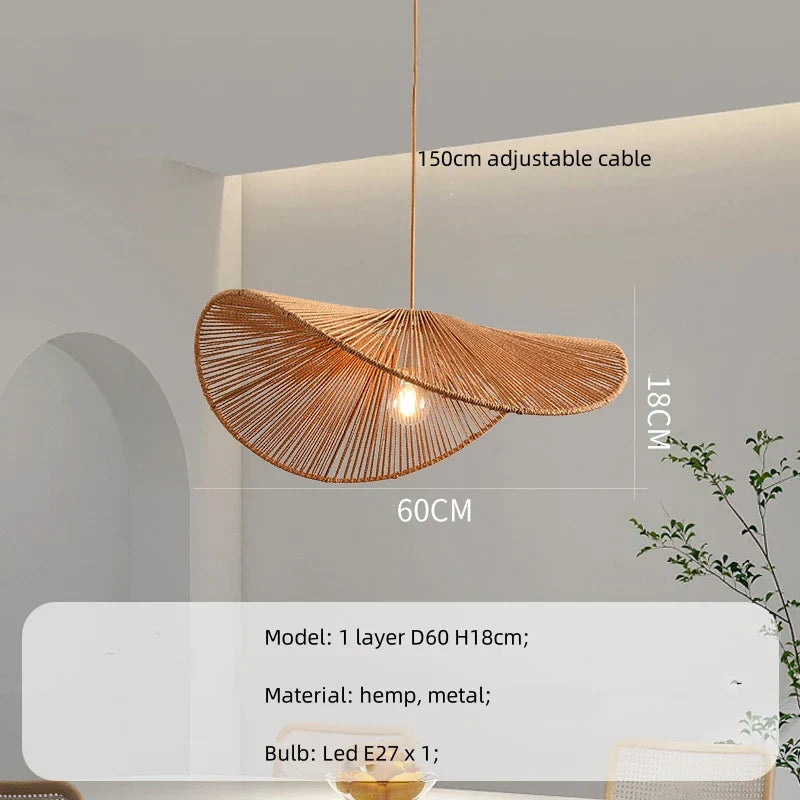 Decorbites™ Lámparas Colgantes de Cáñamo: Accesorios de Iluminación LED Interior Wabi Sabi