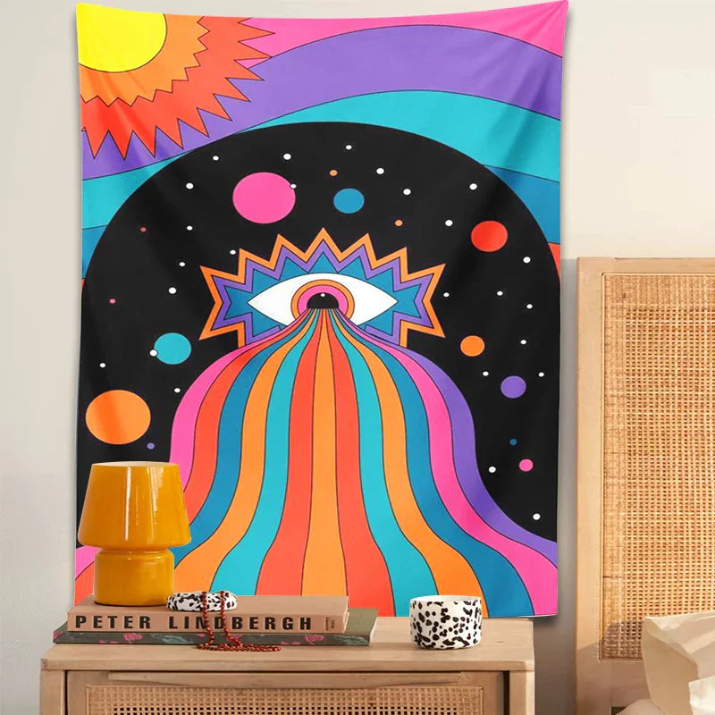 Decobites Sun Moon Rainbow Tapestry Wall Hanging for Boho Home Decor