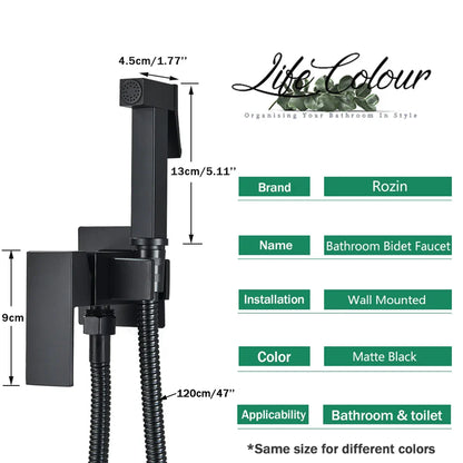 Grifo de bidé DecorBites™ negro, montaje en pared, rociador de ducha para inodoro