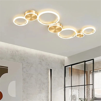 DecorBites™ LED Gold Ring Chandelier for Living Room Bedroom Dining Room